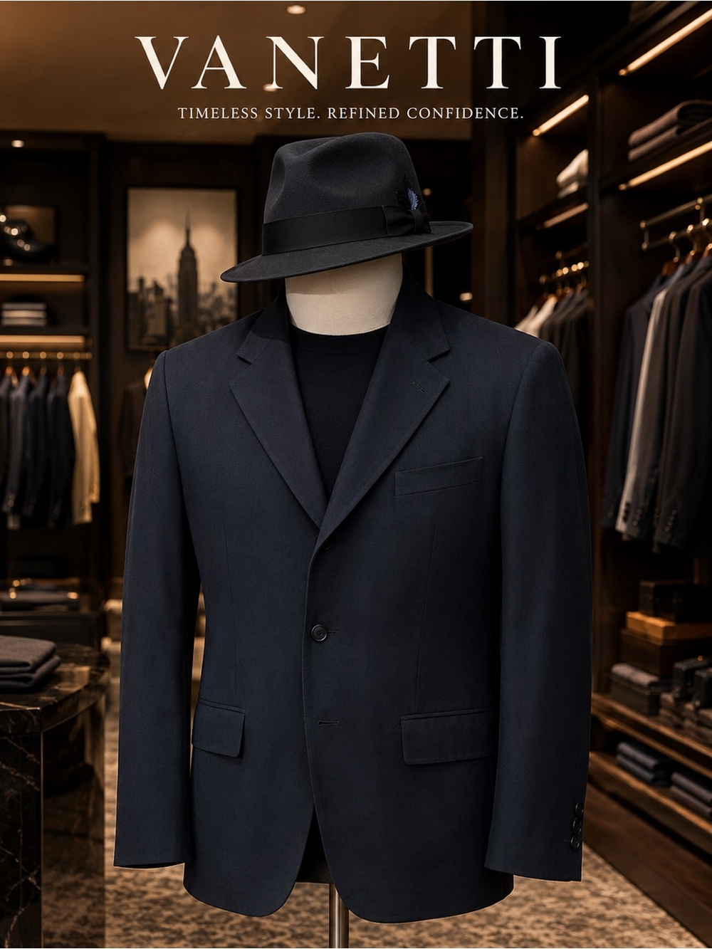 VANETTI  | Men's Black Single-Breasted Sport Coat
